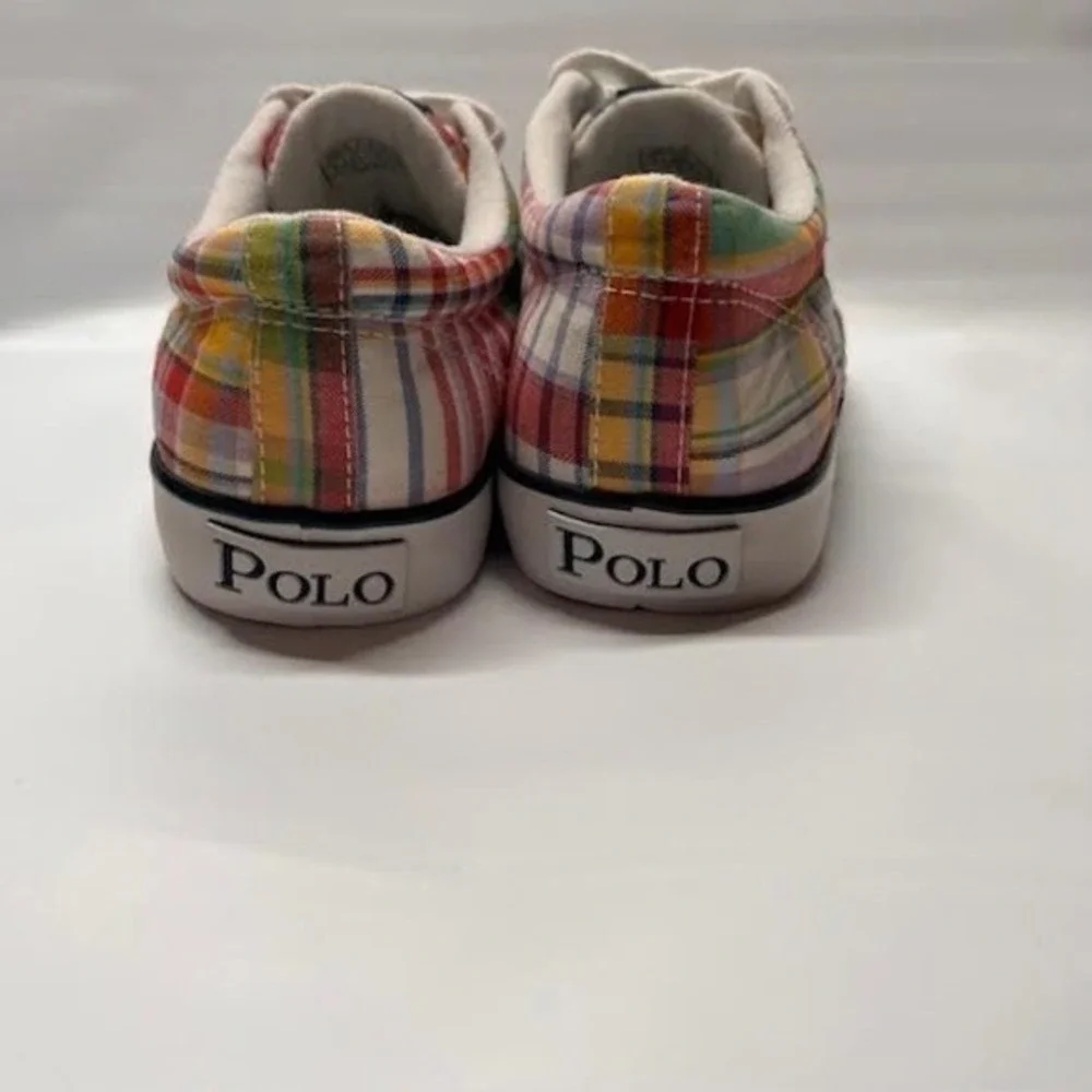 Polo by Ralph Lauren Plaid Canvas Kids Sneakers Shoes‎ Colorful Preppy Style